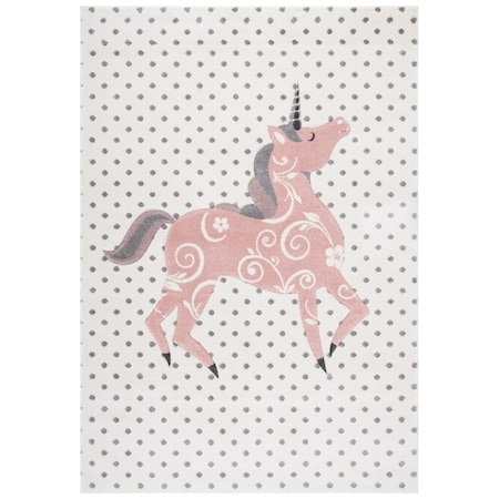 Flowers First 8 x 10 ft. Carousel Kids & Youth Rectangle Rug, Ivory Grey & Pink FL1860093